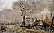 Jan van Goyen Winter Landscape with Farmhouses along a Ditch. France oil painting artist